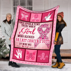 Breast Cancer Once Upon A Time There Was A Girl Fleece Throw Blanket - Sherpa Fleece Blanket - Weighted Blanket To Sleep