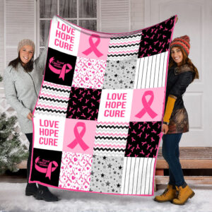 Breast Cancer Shape Pattern Fleece Throw Blanket - Sherpa Fleece Blanket - Weighted Blanket To Sleep