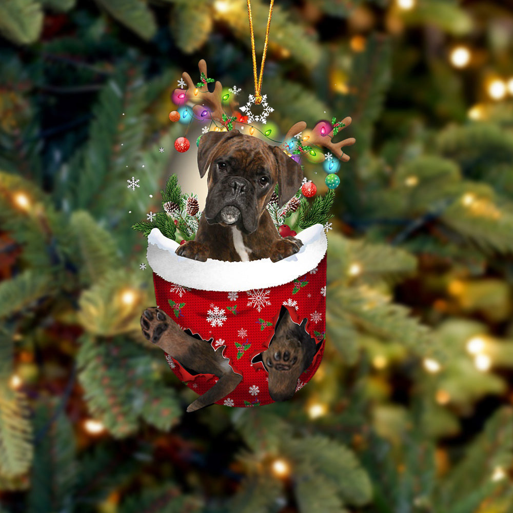Brindle Boxer In Snow Pocket Christmas Ornament – Flat Acrylic Dog Ornament Brindle Boxer In Snow Pocket Christmas Ornament – Flat Acrylic Dog Ornament