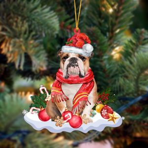 Brown English Bulldog-Better Christmas Hanging Christmas Plastic…