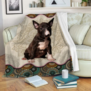 Bull Terriers Vintage Mandala Fleece Throw Blanket - Throw Blankets For Couch - Best Blanket For All Seasons