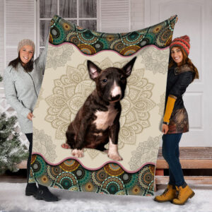 Bull Terriers Vintage Mandala Fleece Throw Blanket - Throw Blankets For Couch - Best Blanket For All Seasons