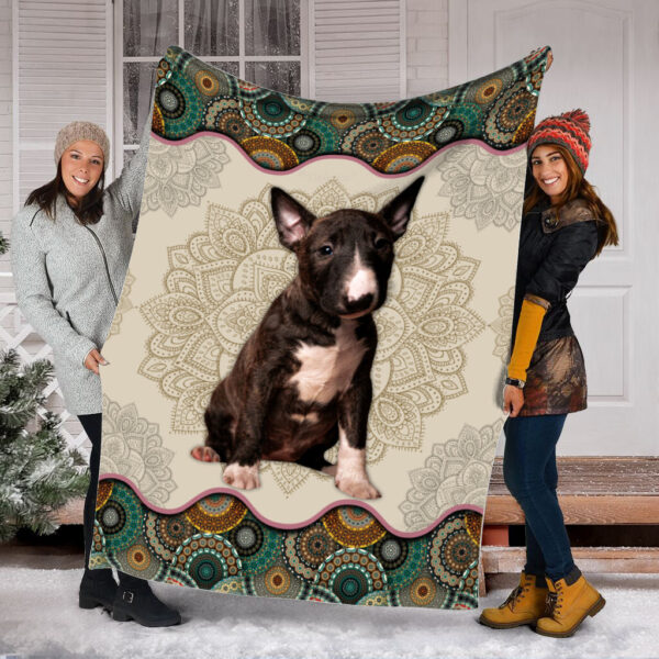 Bull Terriers Vintage Mandala Fleece Throw Blanket – Throw Blankets For Couch – Best Blanket For All Seasons