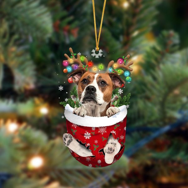 Bulldog-In Christmas Pocket Two Sides Christmas Plastic Hanging Ornament – Dog Memorial Gift