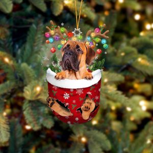 Bullmastiff In Snow Pocket Christmas Ornament –…