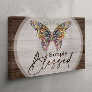 Butterflies Simply Blessed Canvas Wall Art –…