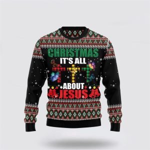 Butterfly All About Jesus Ugly Christmas Sweater – Gifts For Christians