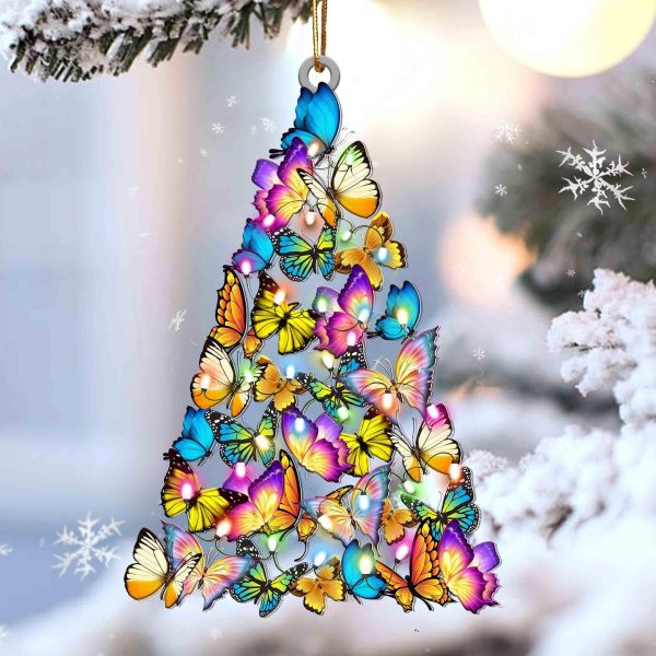 Butterfly Lovely Tree Gift For Butterfly Lover Christmas Plastic Hanging Ornament – Handmade Xmas Decoration