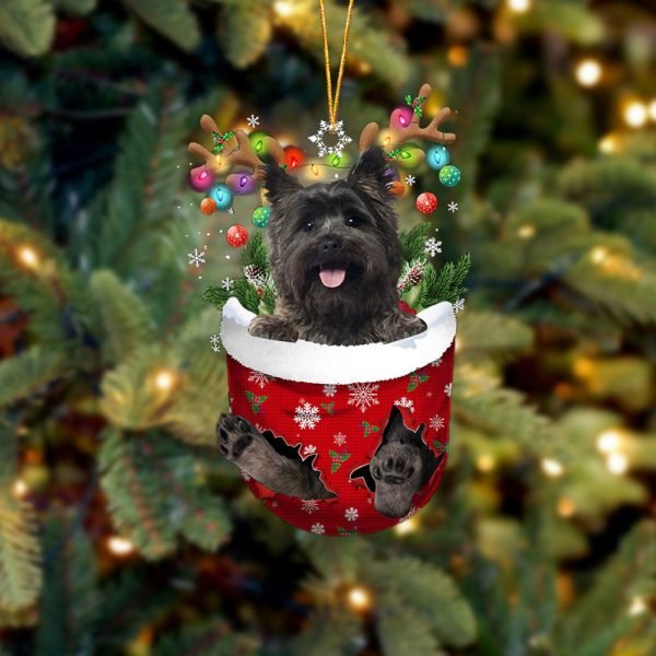 Cairn Terrier 2 In Snow Pocket Christmas Ornament Flat  Dog Ornament,Christmas Shape Ornament, Happy Christmas Ornament