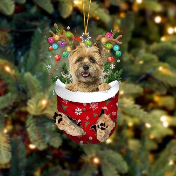 Cairn Terrier In Snow Pocket Christmas Ornament – Dog Memorial Gift – Flat Acrylic Dog Ornament