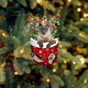 Cat Tonkinese In Snow Pocket Christmas Ornament…