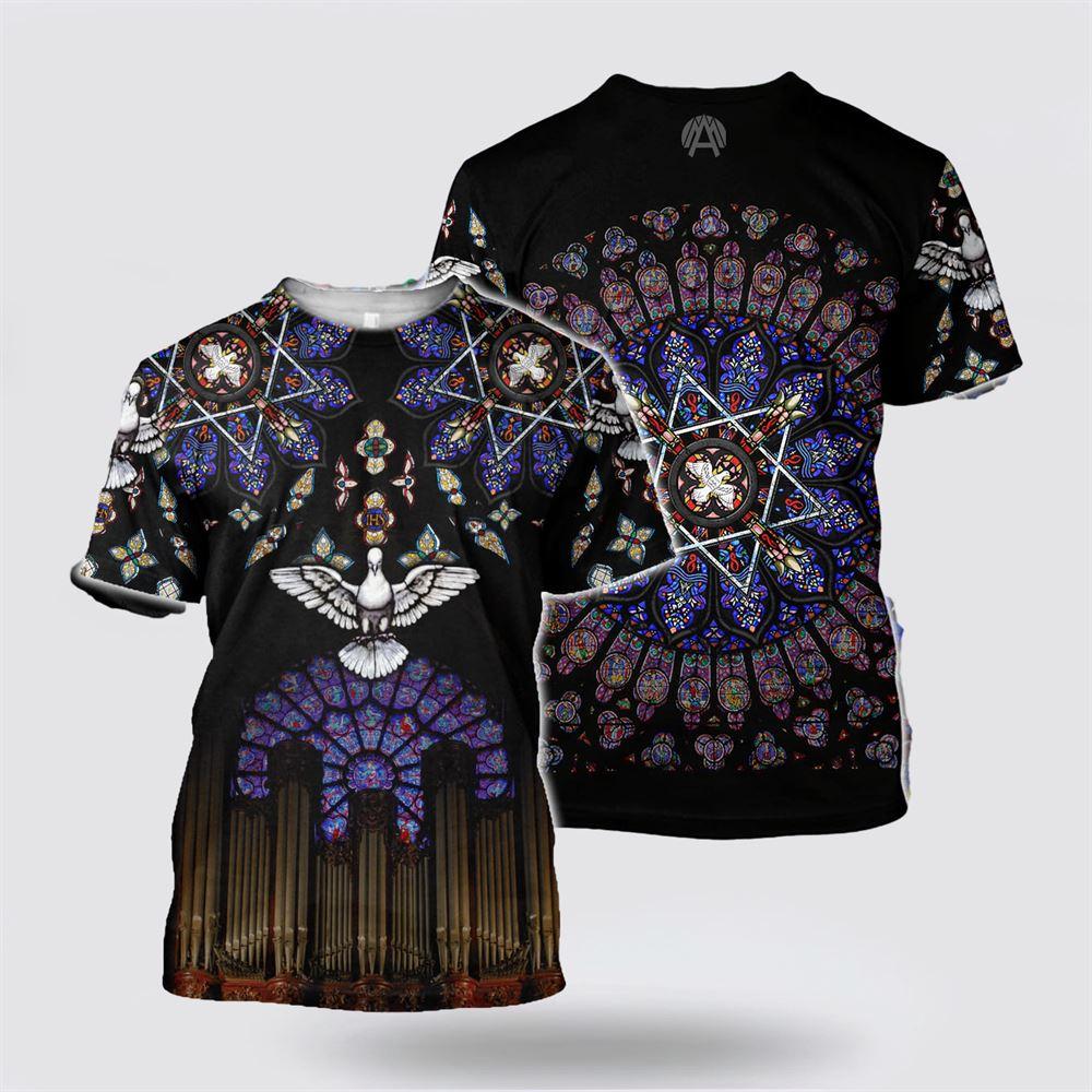 Cathedrals Stained Glass Jesus All Over Print 3D T Shirt – Gifts For Christians Cathedrals Stained Glass Jesus All Over Print 3D T Shirt – Gifts For Christians