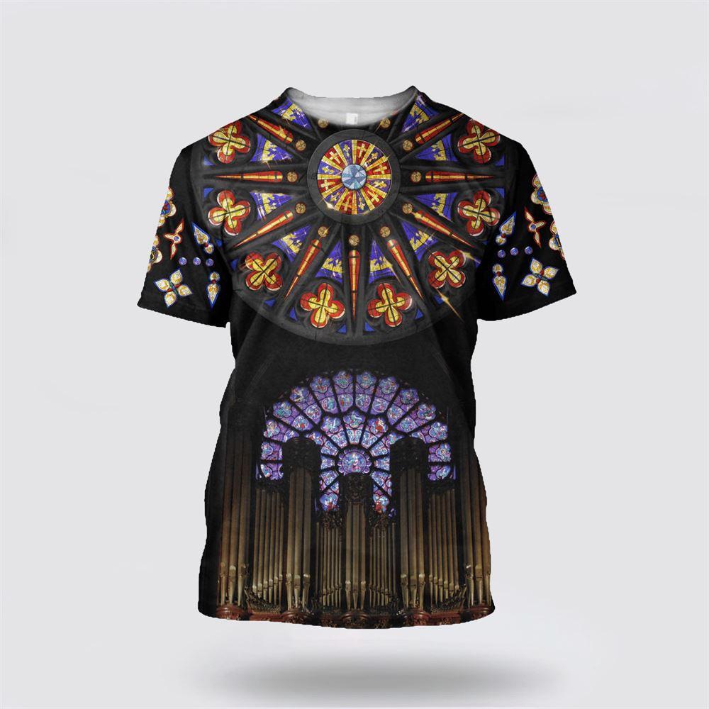 Cathedrals Stained Glass Windows Christian All Over Print 3D T Shirt – Gifts For Christians