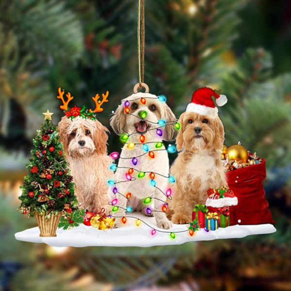 Cavachon-Christmas Dog Friends Hanging Christmas Plastic Hanging Ornament – Dog Memorial Gift