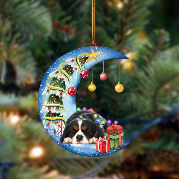 Cavalier King Charles Spaniel-Sleep On The Moon Christmas Two Sided Christmas Plastic Hanging Ornament