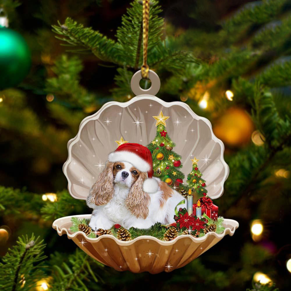 Cavalier King Charles Spaniel-Sleeping Pearl In Christmas Two Sided Christmas Plastic Hanging Ornament Cavalier King Charles Spaniel-Sleeping Pearl In Christmas Two Sided Christmas Plastic Hanging Ornament