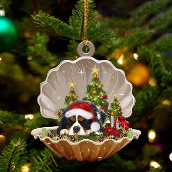 Cavalier King Charles Spaniel3-Sleeping Pearl In Christmas Two Sided Christmas Plastic Hanging Ornament