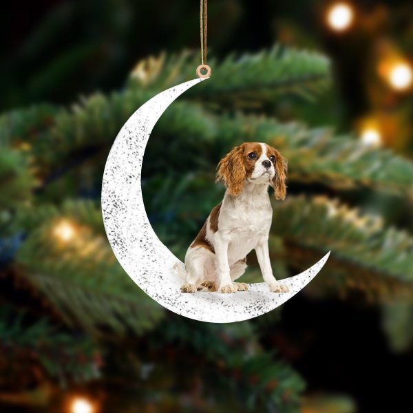 Cavalier King Charles Spaniel – Sit On The Moon-Two Sided Christmas Plastic Hanging Ornament