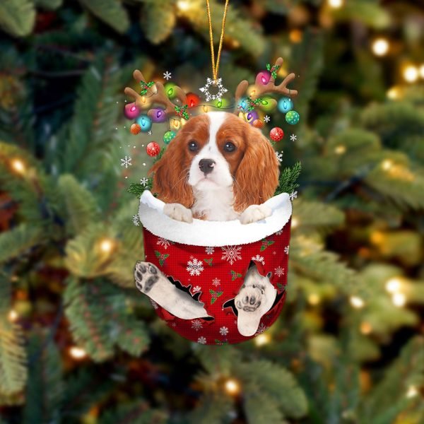 Cavalier King Charles Spaniel 1 In Snow Pocket Christmas Ornament Flat  Dog Ornament,Christmas Shape Ornament, Happy Christmas Ornament