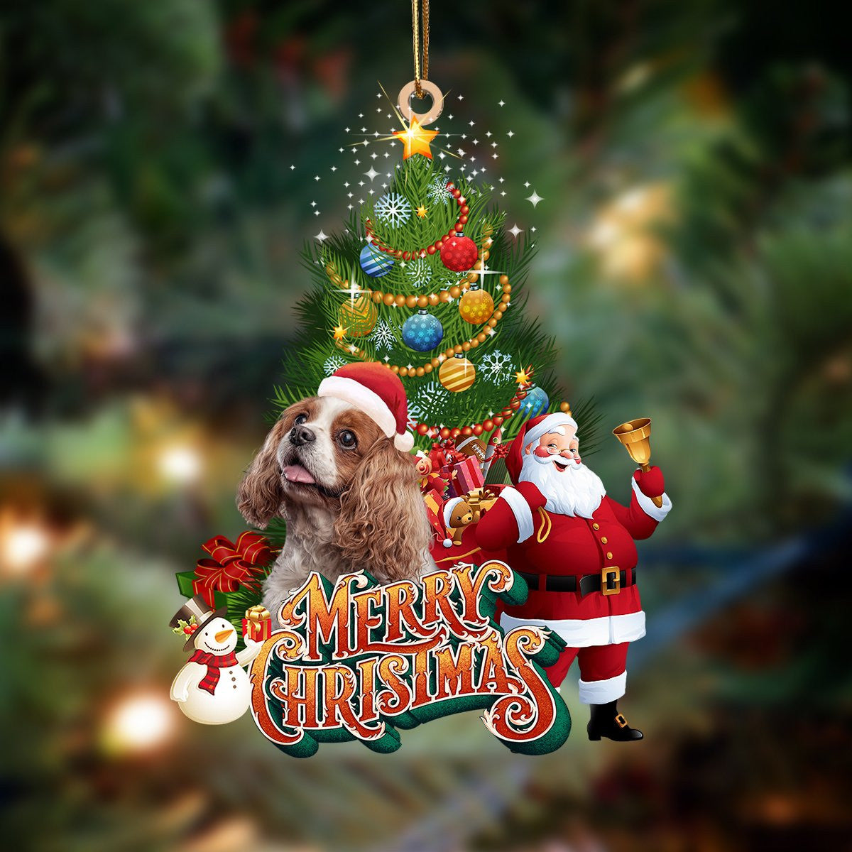 Cavalier King Spaniel-Christmas Tree&Dog Hanging Christmas Plastic Hanging Ornament Cavalier King Spaniel-Christmas Tree&Dog Hanging Christmas Plastic Hanging Ornament