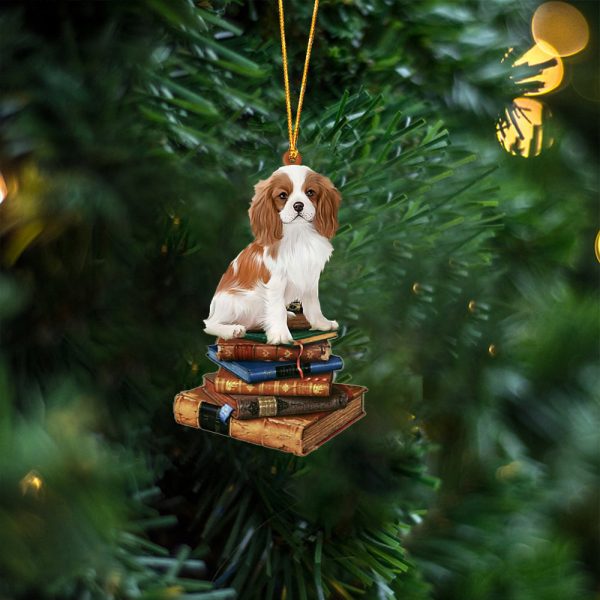 Cavalier Spaniel-Sit On The Book Two Sides Christmas Plastic Hanging Ornament