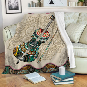 Cello Vintage Mandala Music Bed Blankets - Fleece Throw Blanket - Best Weighted Blanket For Adults