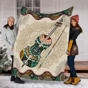Cello Vintage Mandala Music Bed Blankets - Fleece Throw Blanket - Best Weighted Blanket For Adults