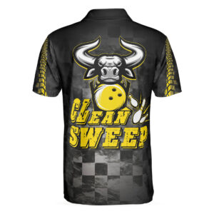 Checker Pattern Clean Sweep Bowling Bull Short Sleeve Polo Shirt - Bowling Men Polo Shirt - Gifts To Get For Your Dad - Father's Day Shirt