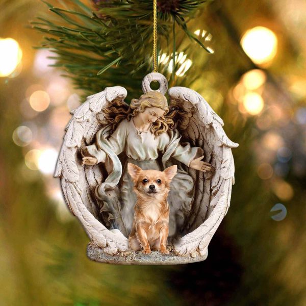 Chihuahua Angel Hug Winter Love Two Sided Christmas Plastic Hanging Ornament – Christmas Decor