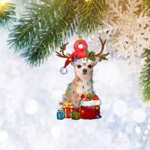Chihuahua Christmas Light Reindeer Ornament, Dog Pet…