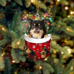 Chihuahua Long Haired In Snow Pocket Christmas…