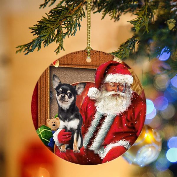 Chihuahua With Santa Christmas Christmas Plastic Hanging Ornament – Christmas Decor