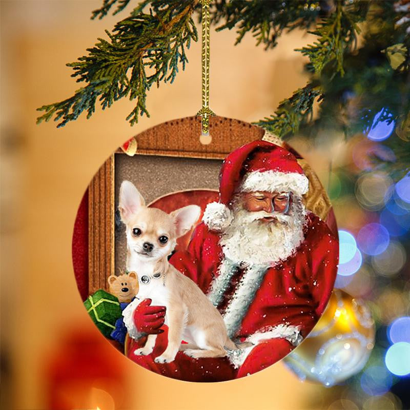 Chihuahua With Santa Christmas Christmas Plastic Hanging Ornament – Funny Ornament