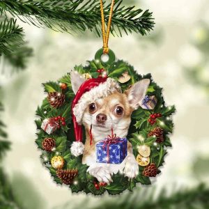 Chihuahua With Santa Hat Christmas Dog Ornaments…