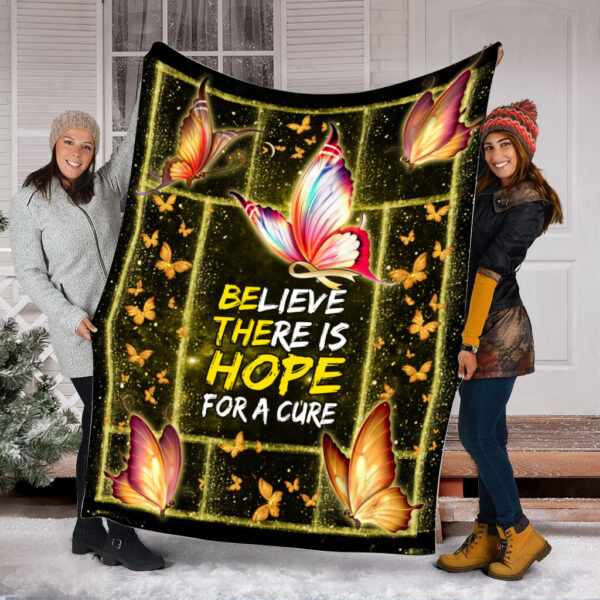 Childhood Cancer Believe There Is Hope Fleece Throw Blanket – Sherpa Fleece Blanket – Weighted Blanket To Sleep