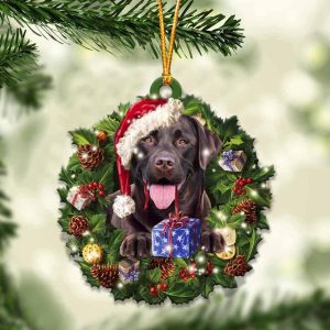 Chocolate Labrador Retriever With Santa Hat Christmas…
