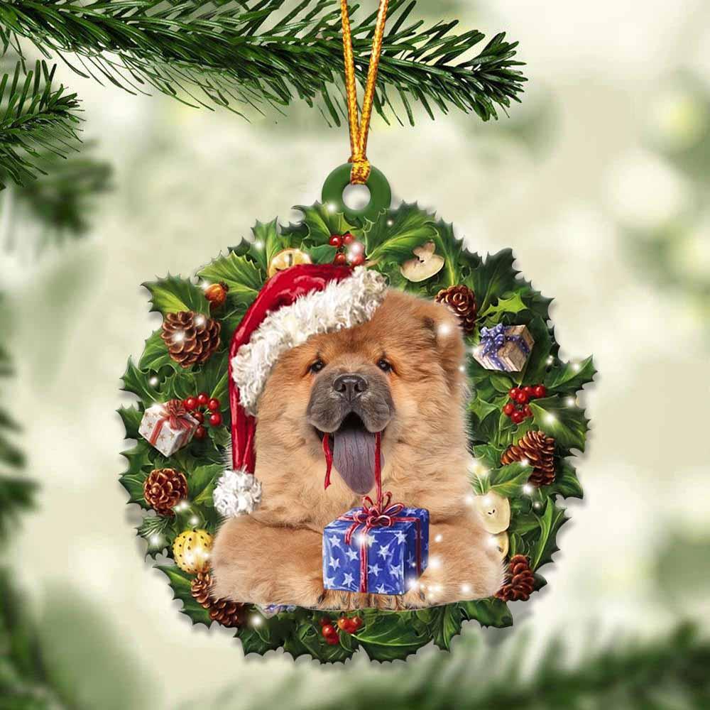 Chow Chow With Santa Hat Christmas Dog Ornaments Best Xmas Gifts Chow Chow With Santa Hat Christmas Dog Ornaments Best Xmas Gifts