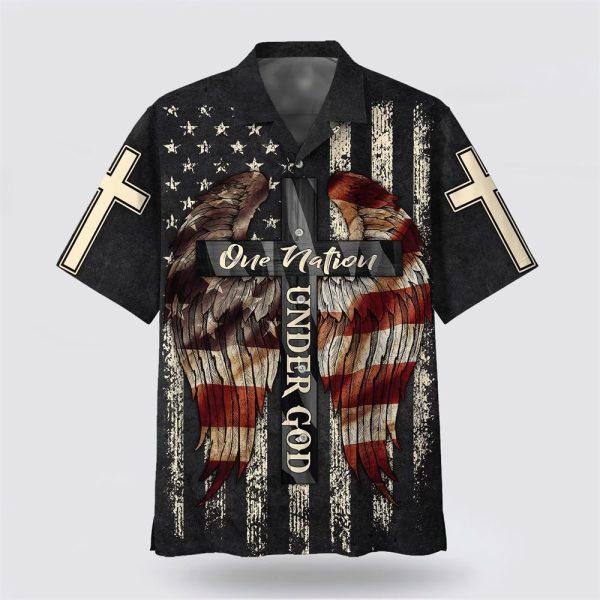 Christ Cross Wings One Nation Under God Hawaiian Shirts – Gifts For Christians