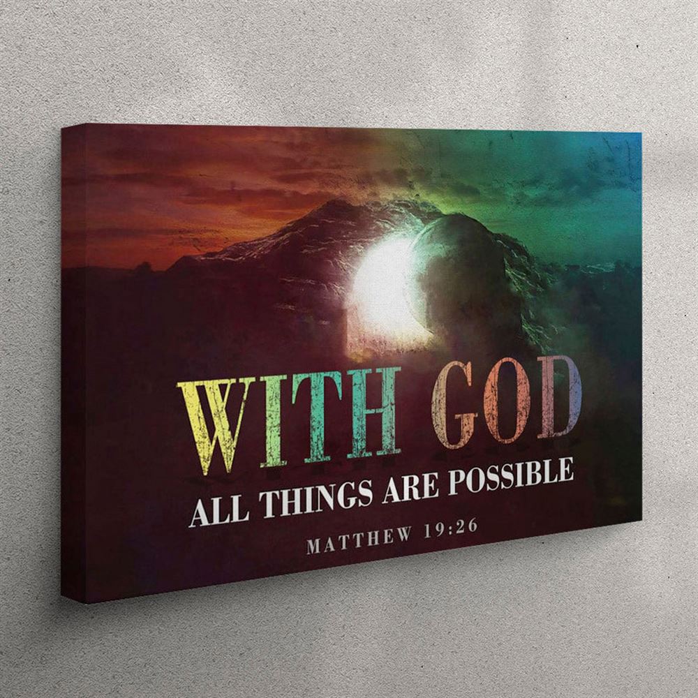 Christian Easter Gifts Matthew 1926 With God All Things Are Possible Canvas Wall Art – Christian Wall Art Canvas