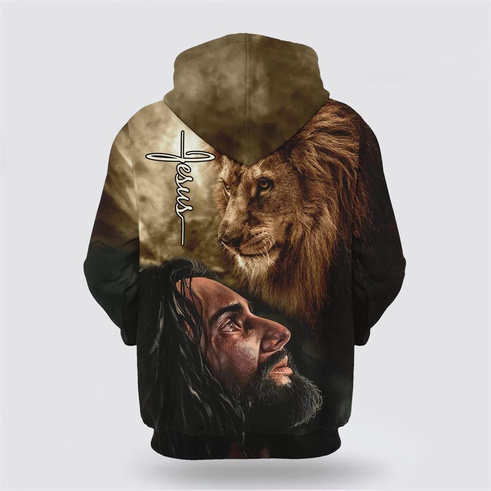 Christian Jesus Lion All Over Print 3D Hoodie – Gifts For Christians