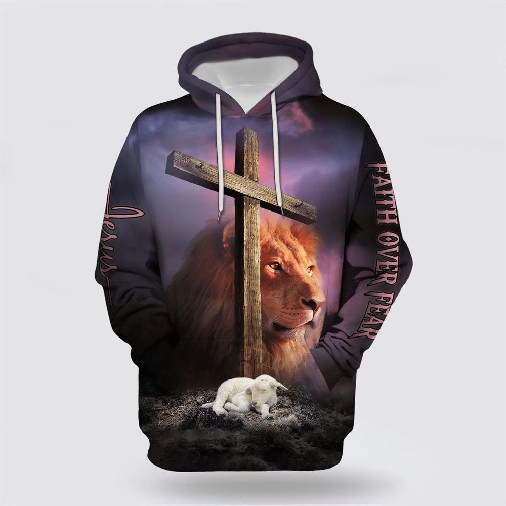 Christian Jesus Lion And The Lamb All Over Print 3D Hoodie – Gifts For Christians Christian Jesus Lion And The Lamb All Over Print 3D Hoodie – Gifts For Christians