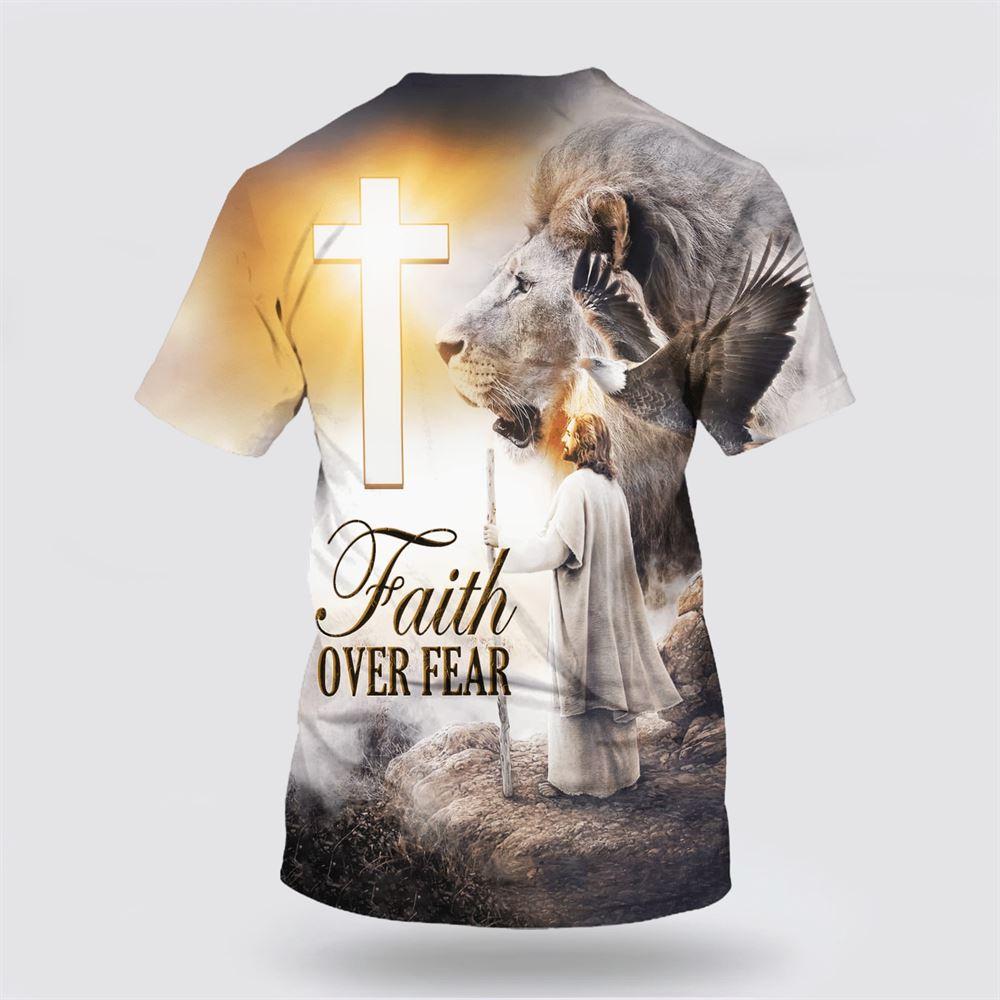 Christian Jesus Lion Cross Faith Over Fear All Over Print 3D T Shirt – Gifts For Christians Christian Jesus Lion Cross Faith Over Fear All Over Print 3D T Shirt – Gifts For Christians