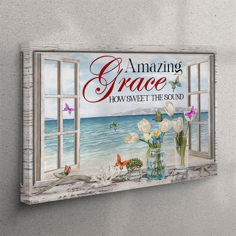 Christian Wall Art Amazing Grace How Sweet The Sound – Butterflies Canvas Print – Christian Wall Art Canvas