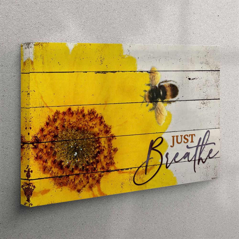 Christian Wall Art Honey Bee Flower Just Breathe Canvas Wall Art – Christian Wall Art Canvas Christian Wall Art Honey Bee Flower Just Breathe Canvas Wall Art – Christian Wall Art Canvas