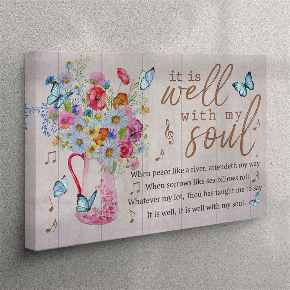 Christian Wall Art In The Morning When I Rise Give Me Jesus Butterfly Sunflower Canvas Print – Christian Wall Art Canvas