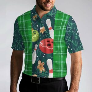 Christmas Bowling Decoration Light With Flannel Plaid Pattern Polo Shirt - Bowling Men Polo Shirt - Gifts To Get For Your Dad - Father's Day Shirt