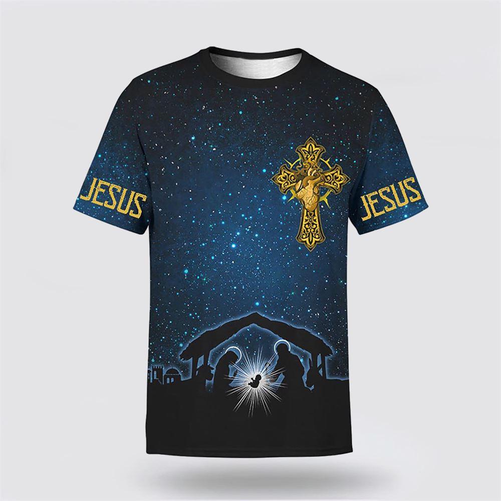 Christmas Nativity Scene Night Light Jesus Christmas All Over Print 3D T Shirt – Gifts For Christians Christmas Nativity Scene Night Light Jesus Christmas All Over Print 3D T Shirt – Gifts For Christians