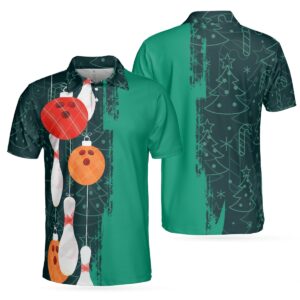 Christmas Pattern Sleeve Men Polo Shirt - Bowling Men Polo Shirt - Gifts To Get For Your Dad - Father's Day Shirt