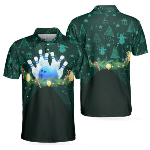 Christmas Wreath With Bowling Balls Polo Shirt - Bowling Men Polo Shirt - Gifts To Get For Your Dad - Father's Day Shirt