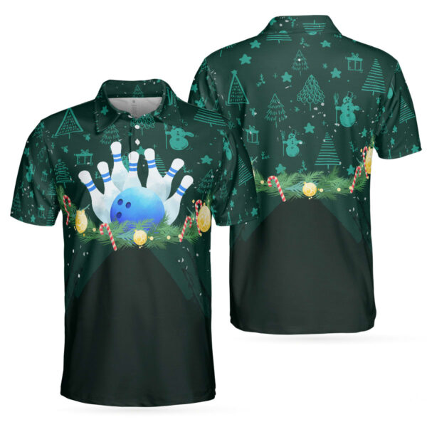 Christmas Wreath With Bowling Balls Polo Shirt – Bowling Men Polo Shirt – Gifts To Get For Your Dad – Father’s Day Shirt